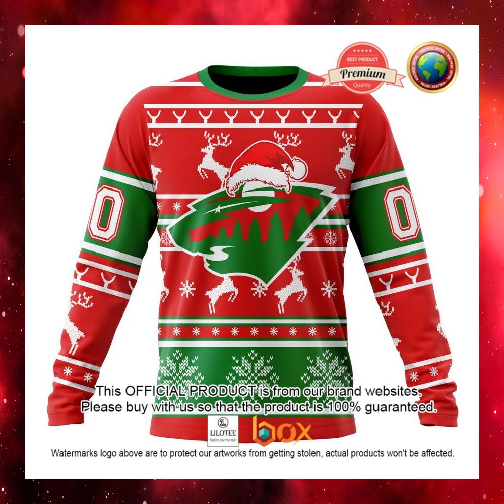 HOT NHL Minnesota Wild Santa Hat Custom 3D Hoodie, T-Shirt 10