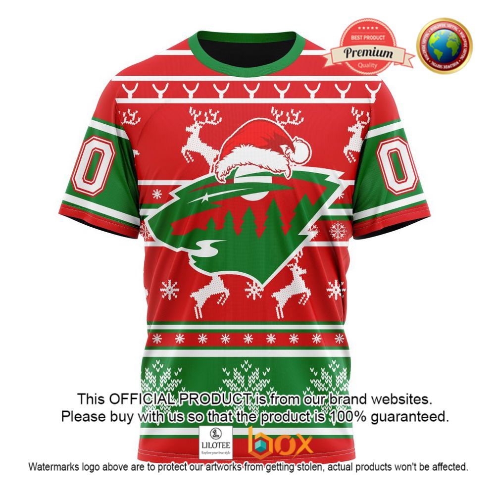 HOT NHL Minnesota Wild Santa Hat Custom 3D Hoodie, T-Shirt 5