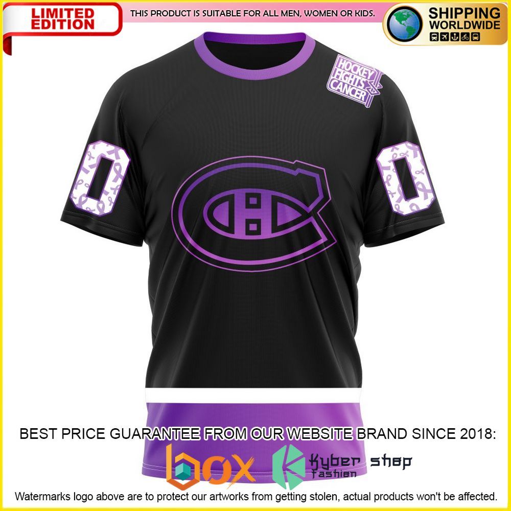 NEW NHL Montreal Canadiens Black Hockey Fights Cancer Personalized 3D Hoodie, Shirt 25