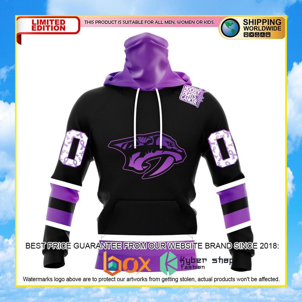 NEW NHL Nashville Predators Black Hockey Fights Cancer Personalized 3D Hoodie, Shirt 13