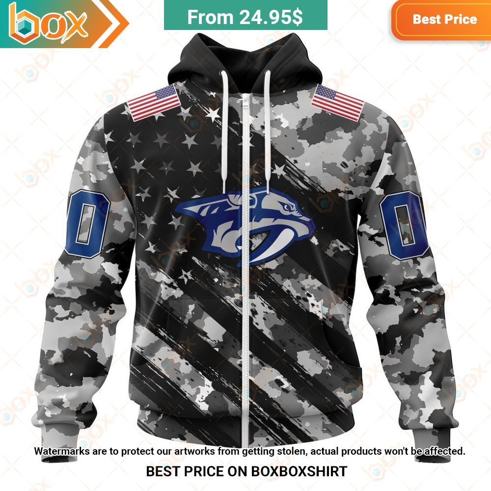 nhl nashville predators special camo military custom hoodie 2 981