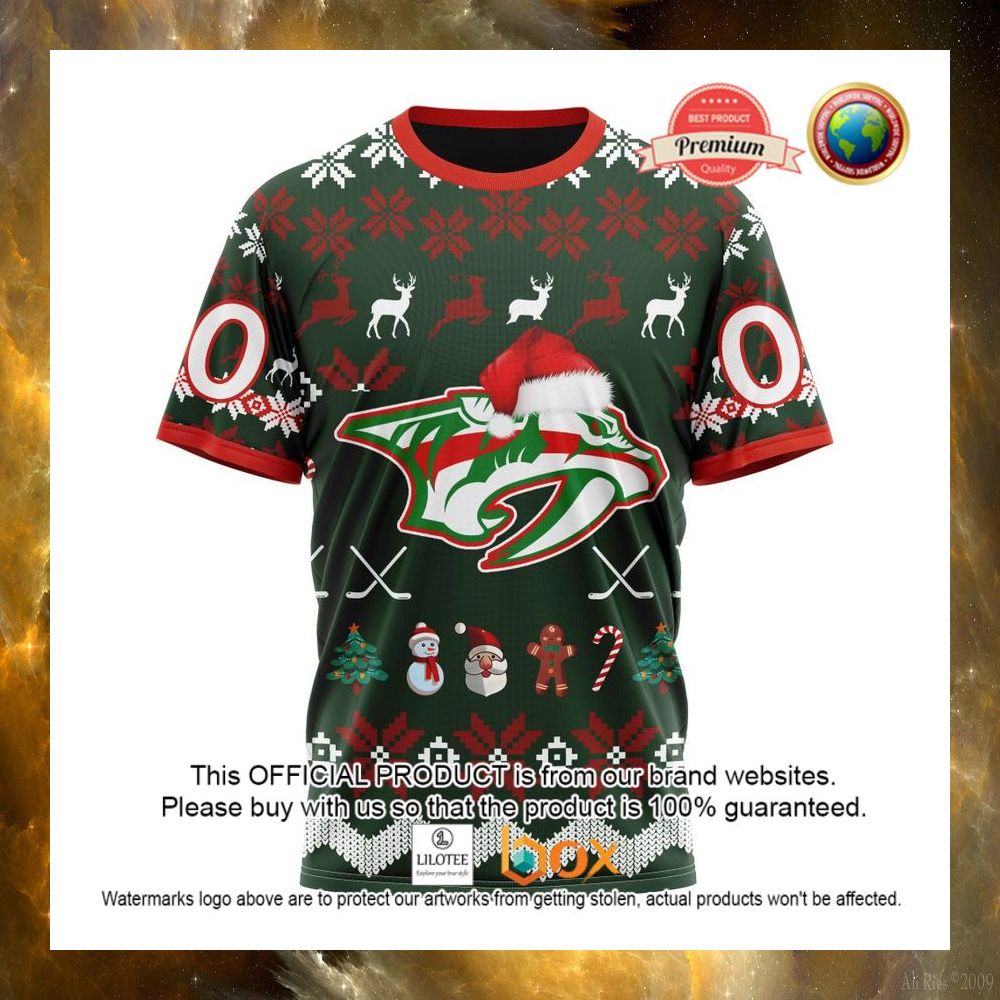 HOT NHL Nashville Predators Team Santa Hat Custom 3D Hoodie, T-Shirt 12