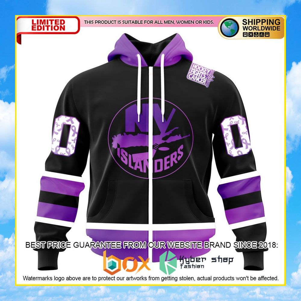 NEW NHL New York Islanders Black Hockey Fights Cancer Personalized 3D Hoodie, Shirt 28
