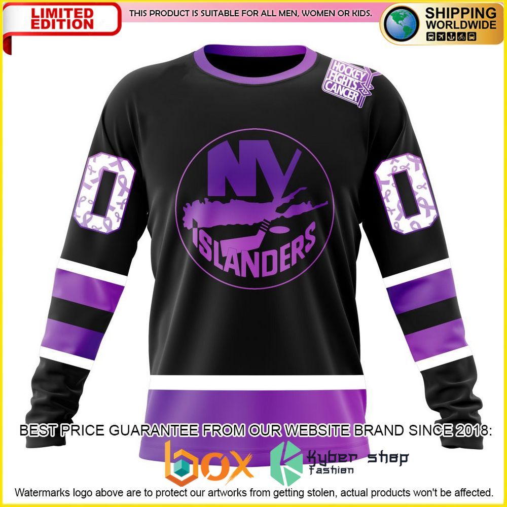 NEW NHL New York Islanders Black Hockey Fights Cancer Personalized 3D Hoodie, Shirt 23