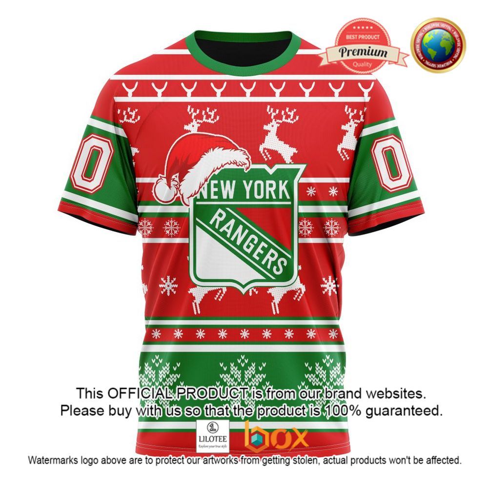 HOT NHL New York Rangers Santa Hat Custom 3D Hoodie, T-Shirt 5