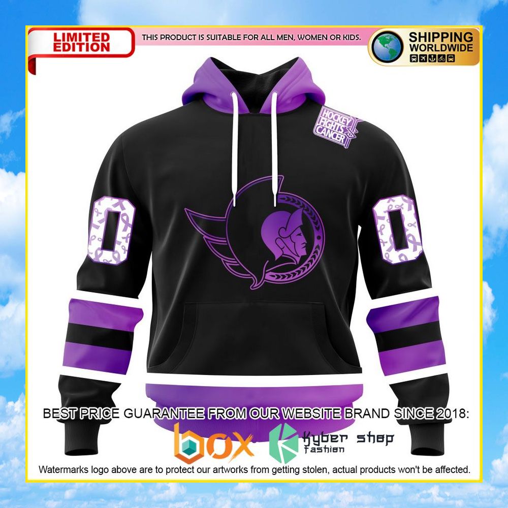 NEW NHL Ottawa Senators Black Hockey Fights Cancer Personalized 3D Hoodie, Shirt 27