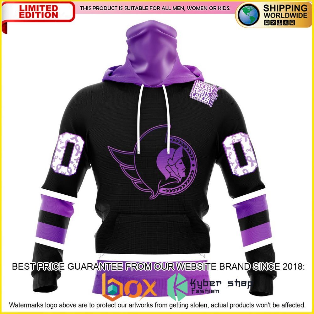 NEW NHL Ottawa Senators Black Hockey Fights Cancer Personalized 3D Hoodie, Shirt 21