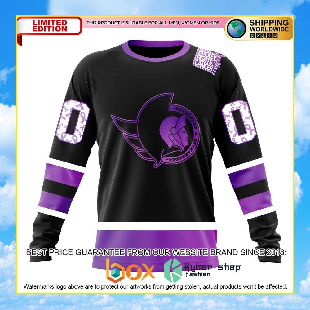NEW NHL Ottawa Senators Black Hockey Fights Cancer Personalized 3D Hoodie, Shirt 15