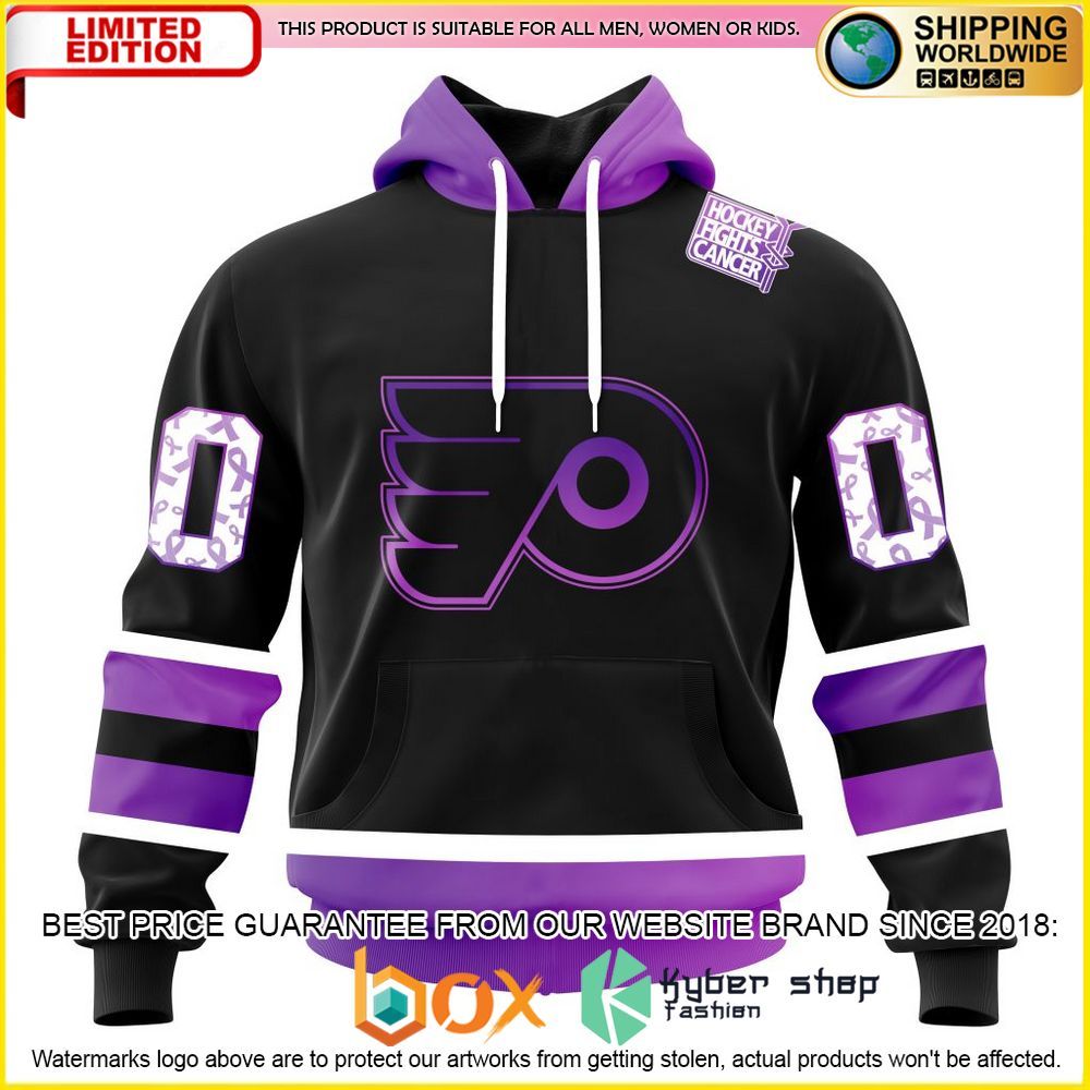 NEW NHL Philadelphia Flyers Black Hockey Fights Cancer Personalized 3D Hoodie, Shirt 36