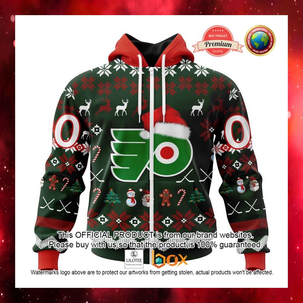 HOT NHL Philadelphia Flyers Team Santa Hat Custom 3D Hoodie, T-Shirt 7