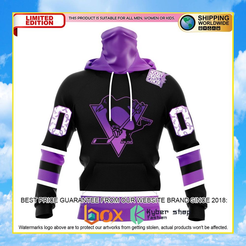 NEW NHL Pittsburgh Penguins Black Hockey Fights Cancer Personalized 3D Hoodie, Shirt 30