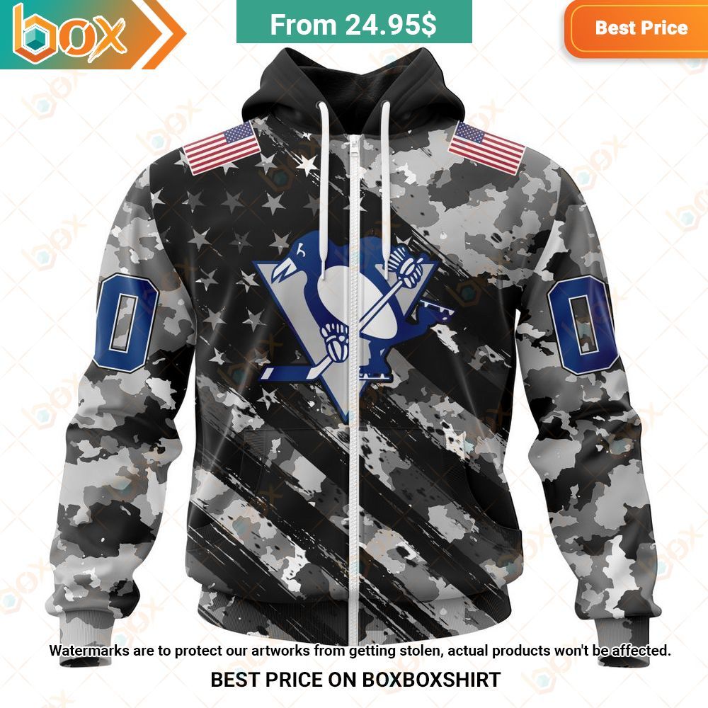 nhl pittsburgh penguins special camo military custom hoodie 2 806
