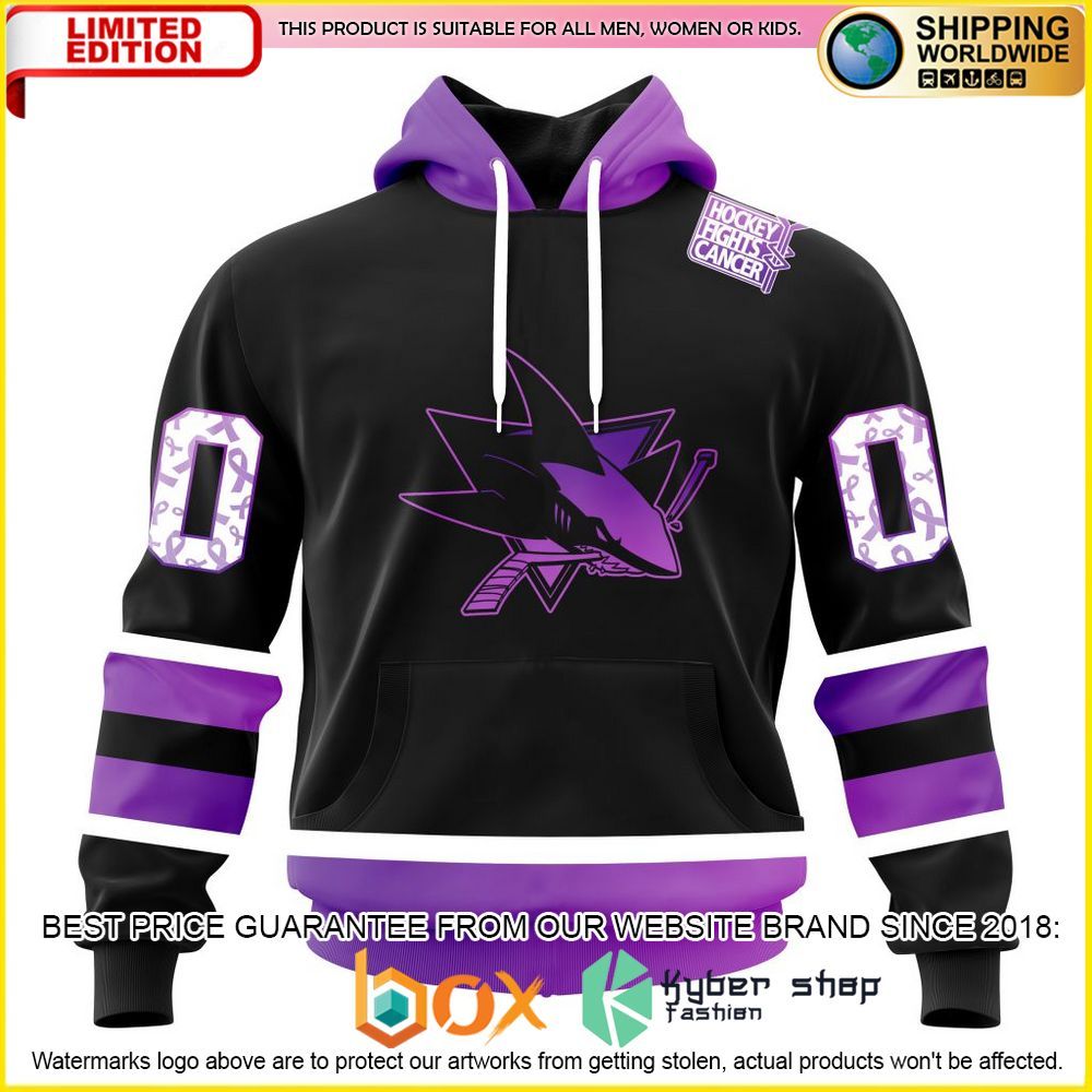 NEW NHL San Jose Sharks Black Hockey Fights Cancer Personalized 3D Hoodie, Shirt 39