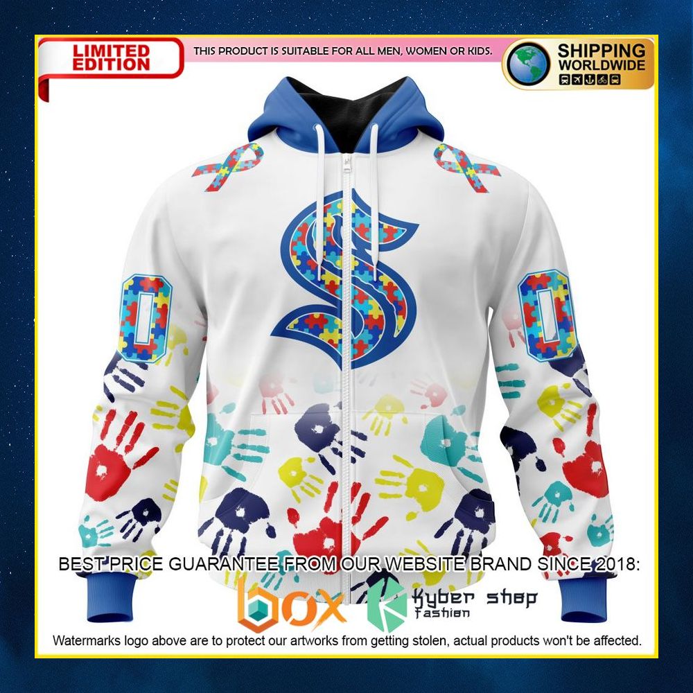 NEW NHL Seattle Kraken Autism Awareness Custom 3D Hoodie, Shirt 11
