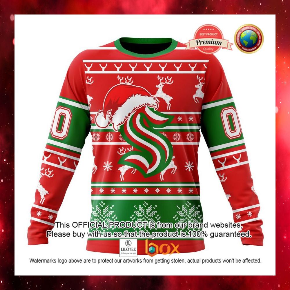 HOT NHL Seattle Kraken Santa Hat Custom 3D Hoodie, T-Shirt 10