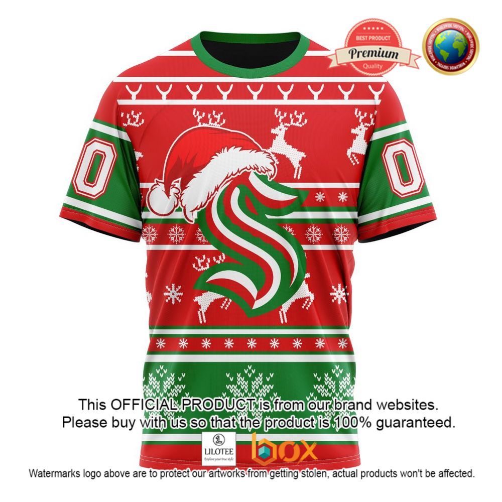 HOT NHL Seattle Kraken Santa Hat Custom 3D Hoodie, T-Shirt 5