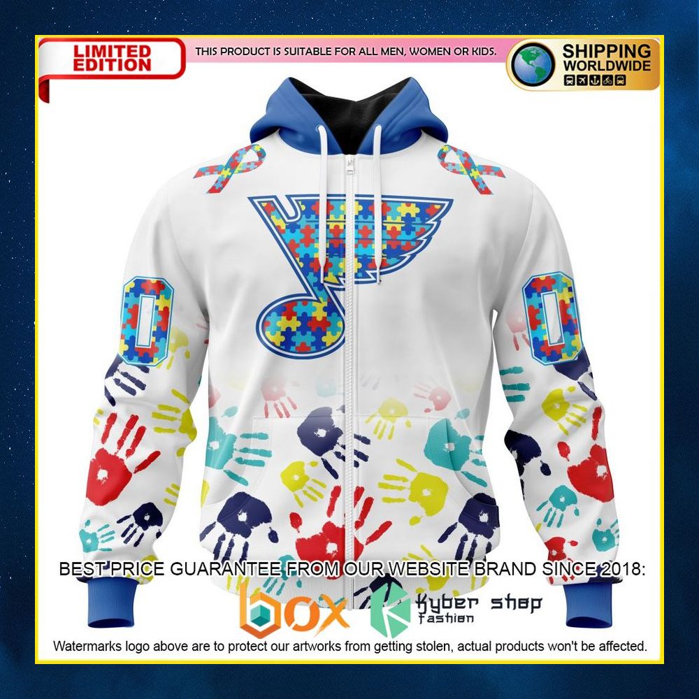 NEW NHL St. Louis Blues Autism Awareness Custom 3D Hoodie, Shirt 11