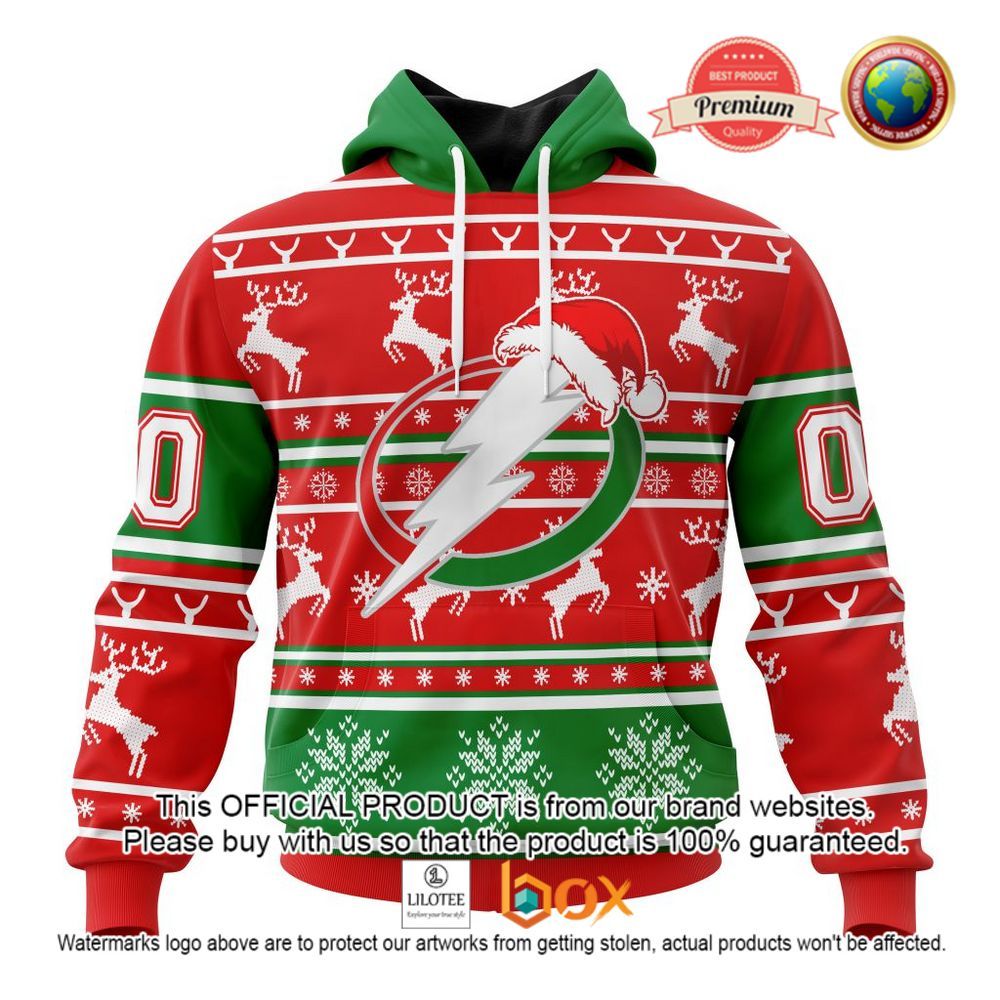 HOT NHL Tampa Bay Lightning Santa Hat Custom 3D Hoodie, T-Shirt 1