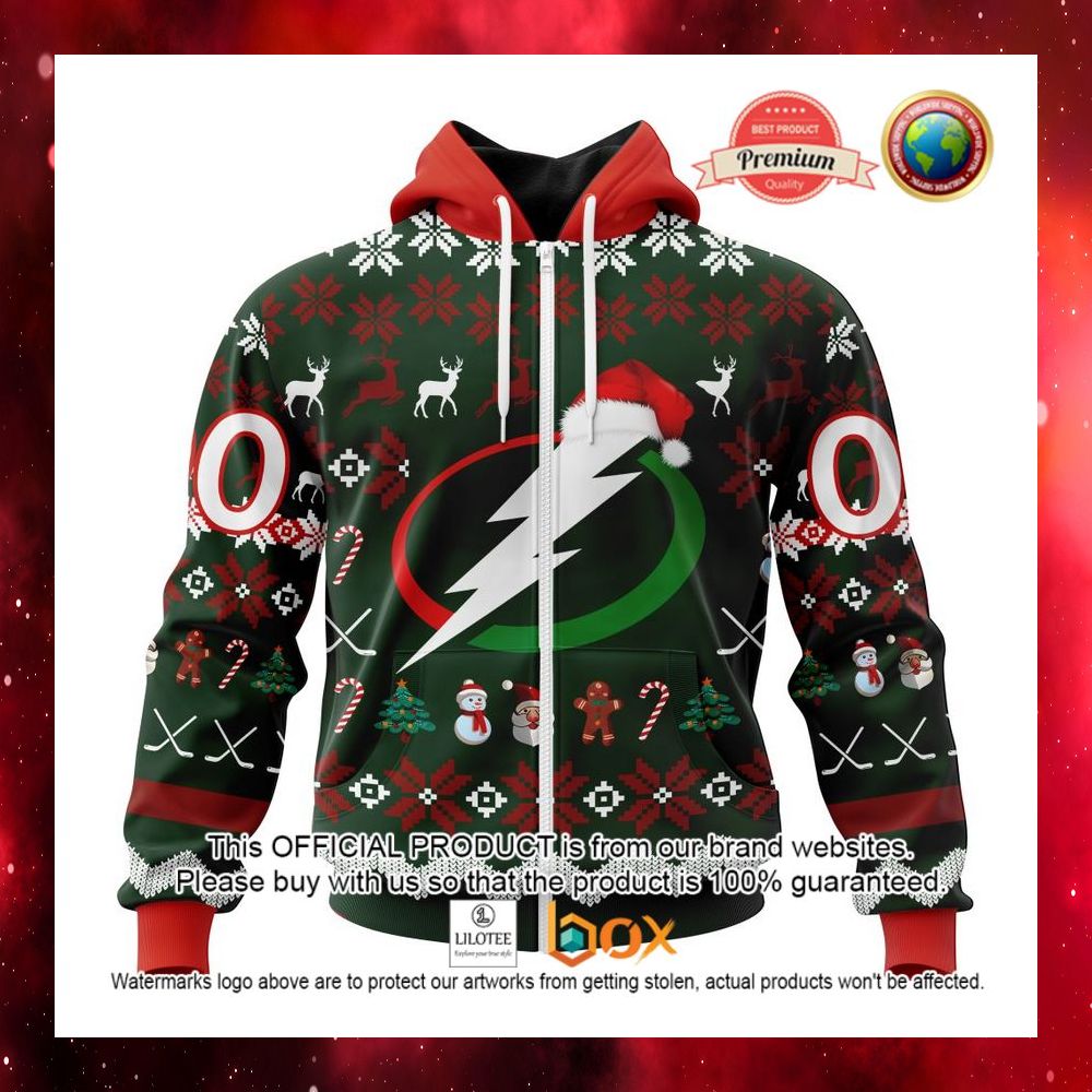 HOT NHL Tampa Bay Lightning Team Santa Hat Custom 3D Hoodie, T-Shirt 7