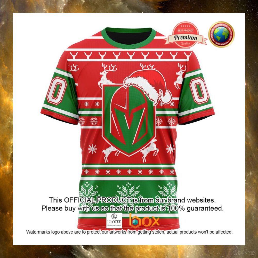 HOT NHL Vegas Golden Knights Santa Hat Custom 3D Hoodie, T-Shirt 12