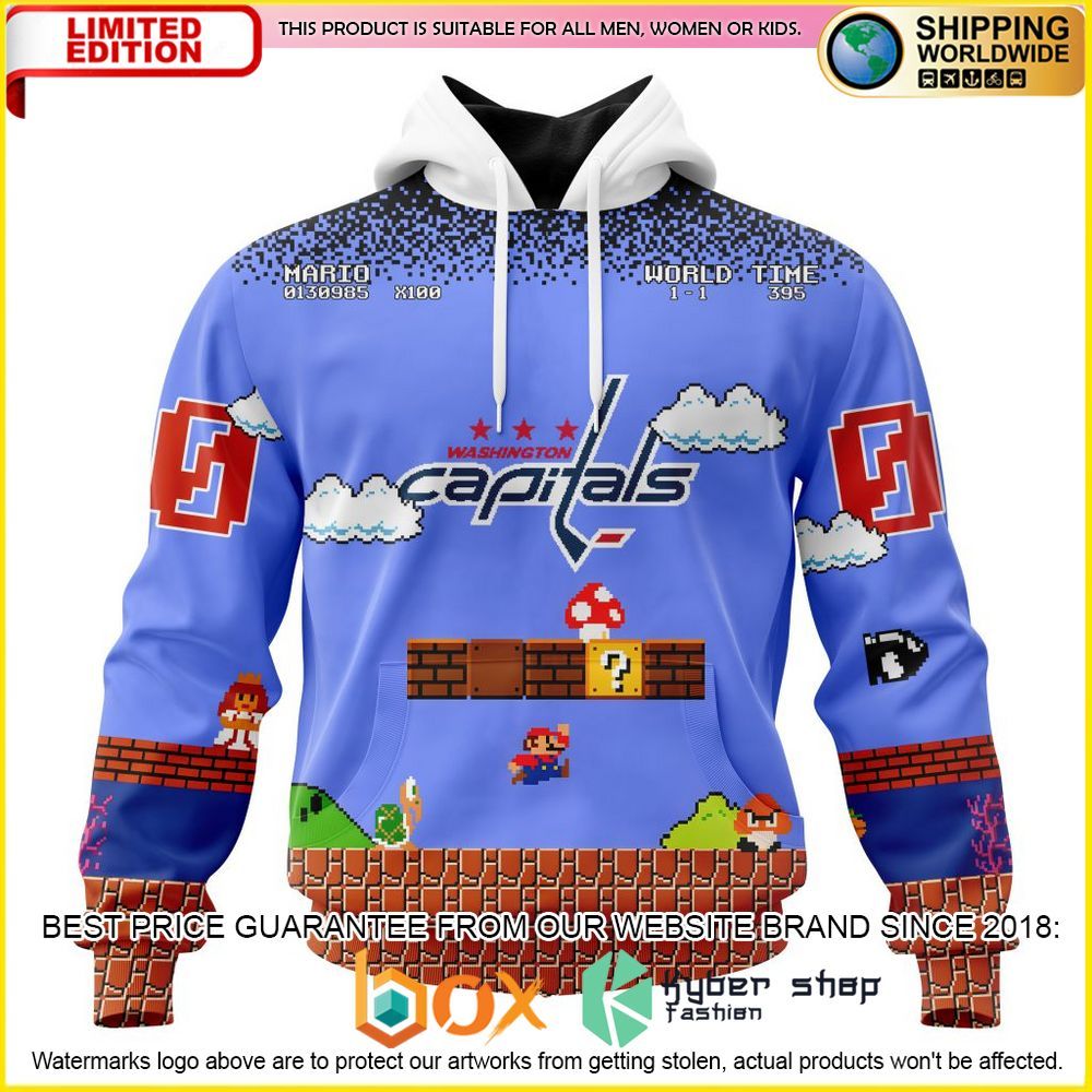 NEW NHL Washington Capitals Kits With Super Mario Custom 3D Hoodie, Shirt 1