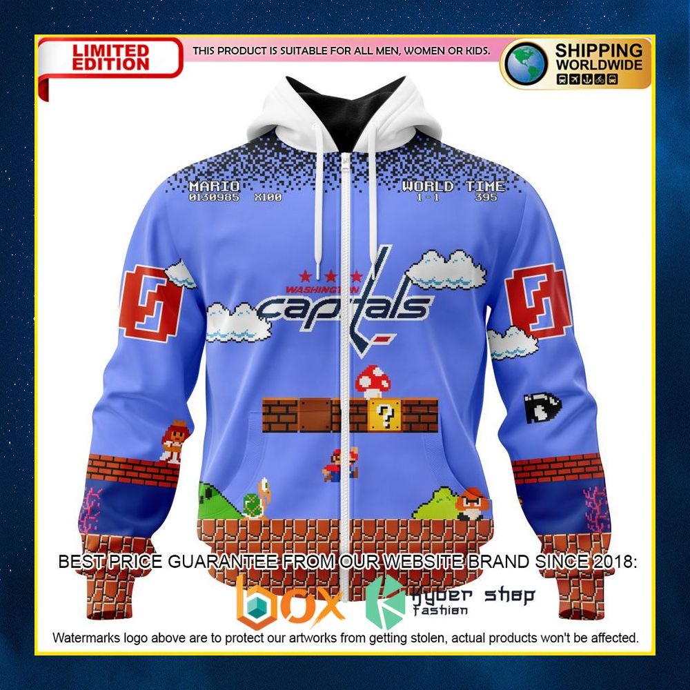 NEW NHL Washington Capitals Kits With Super Mario Custom 3D Hoodie, Shirt 11