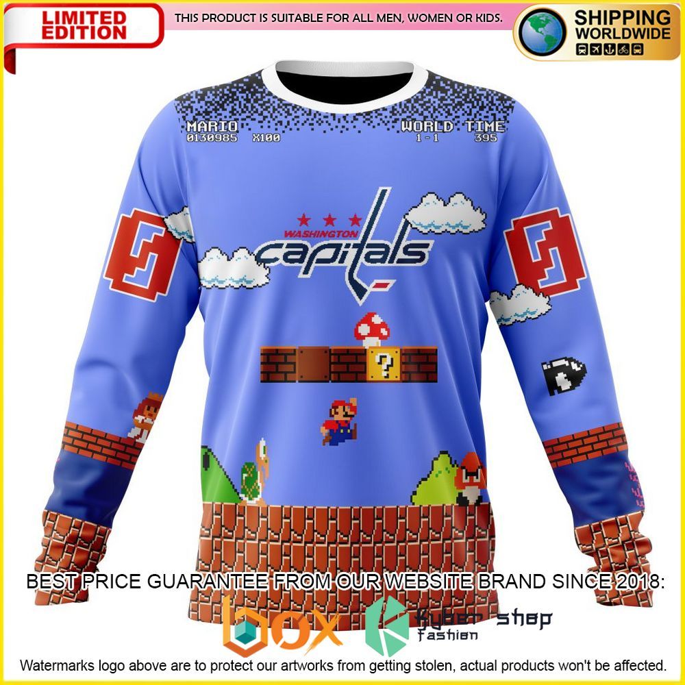 NEW NHL Washington Capitals Kits With Super Mario Custom 3D Hoodie, Shirt 6