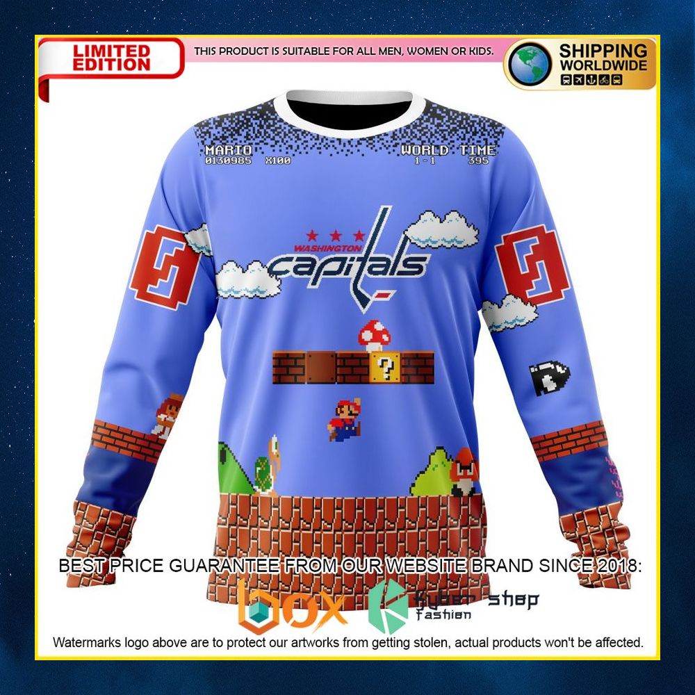 NEW NHL Washington Capitals Kits With Super Mario Custom 3D Hoodie, Shirt 15