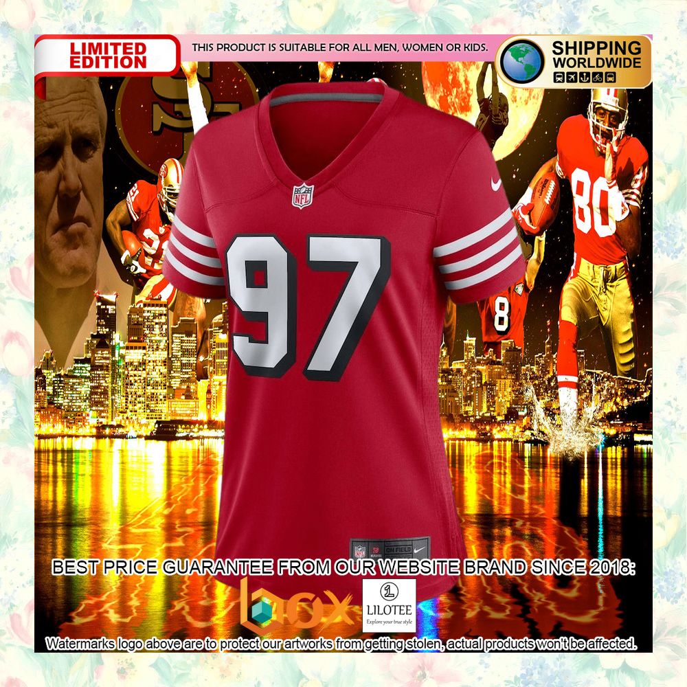 BEST Nick Bosa San Francisco 49ers Women's Alternate Scarlet Football Jersey 5