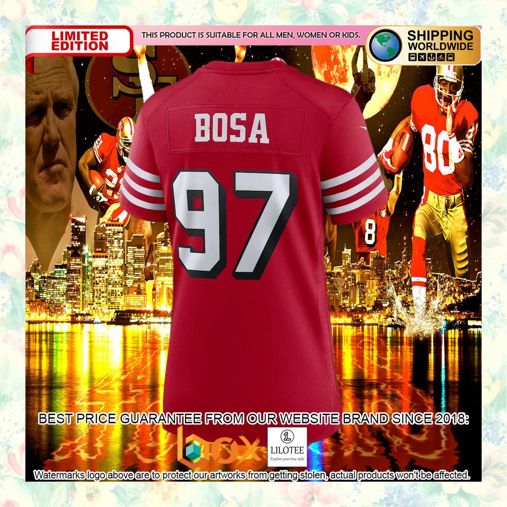 BEST Nick Bosa San Francisco 49ers Women's Alternate Scarlet Football Jersey 6