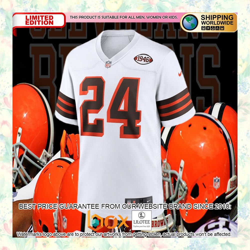 BEST Nick Chubb Cleveland Browns 1946 Collection Alternate White Football Jersey 5