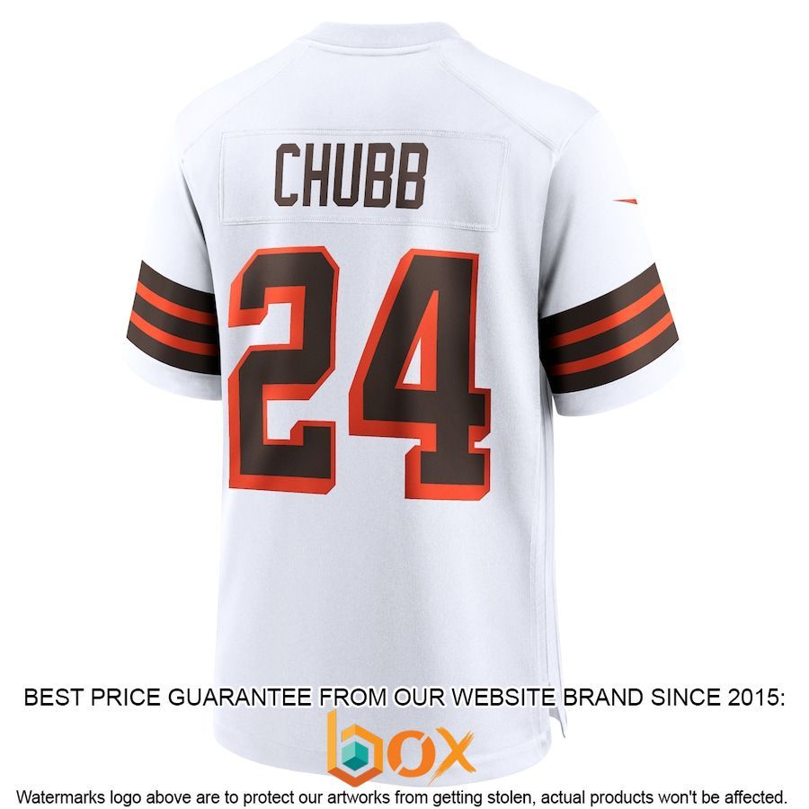 BEST Nick Chubb Cleveland Browns 1946 Collection Alternate White Football Jersey 3