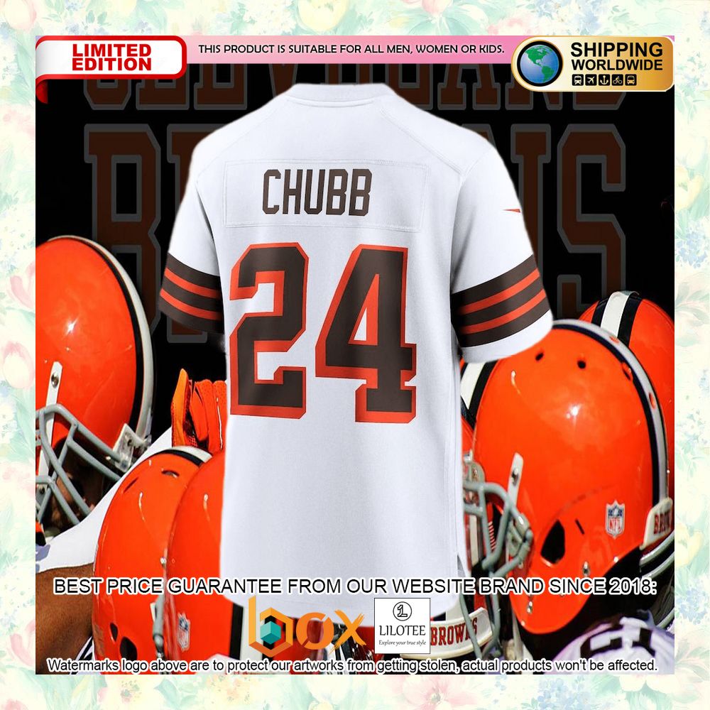 BEST Nick Chubb Cleveland Browns 1946 Collection Alternate White Football Jersey 6