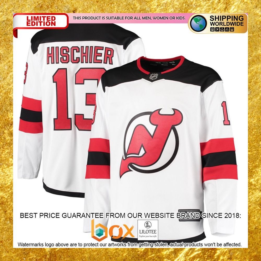 NEW Nico Hischier New Devils 2018/19 Away Player White Hockey Jersey 8