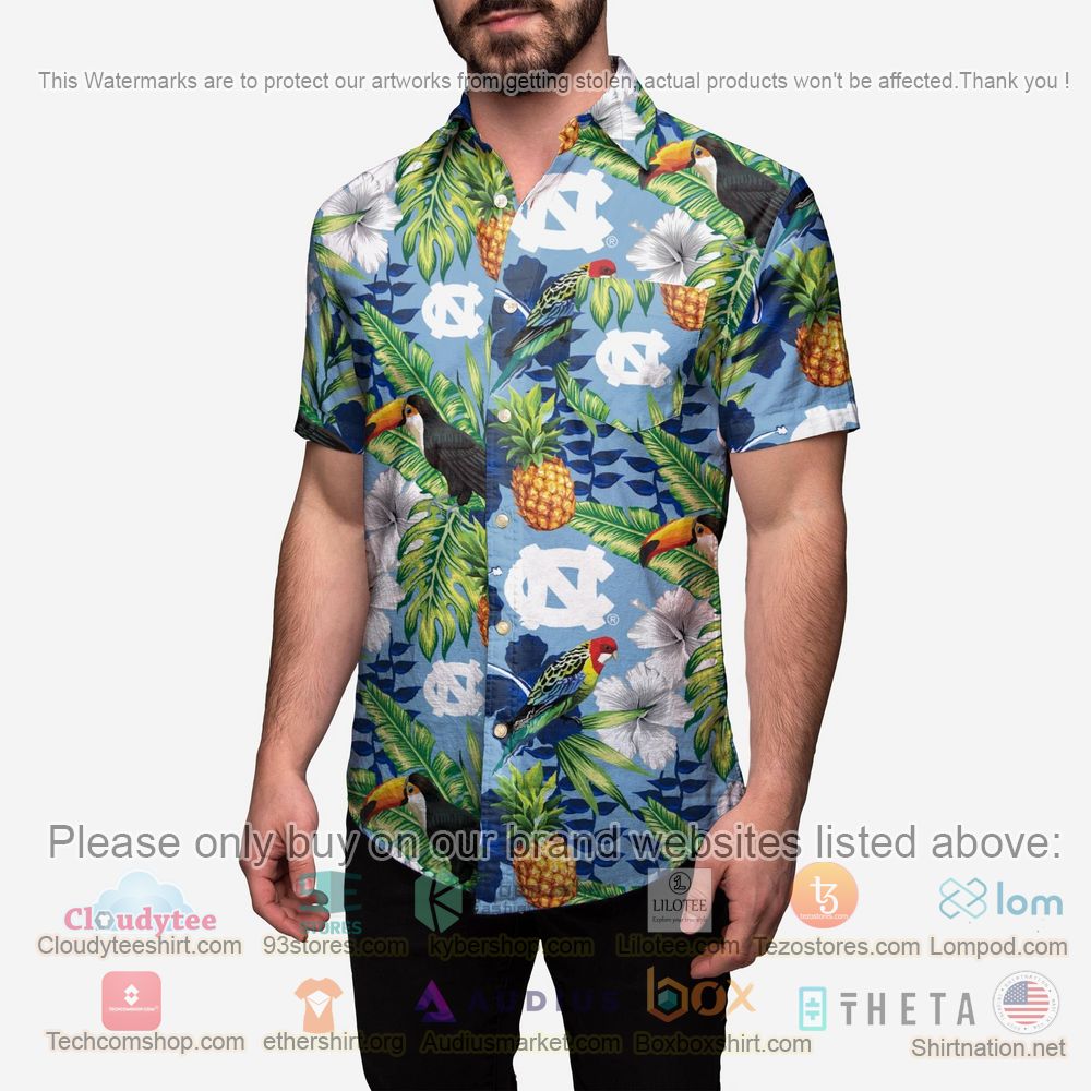 HOT North Carolina Tar Heels Floral Button-Up Hawaii Shirt 2