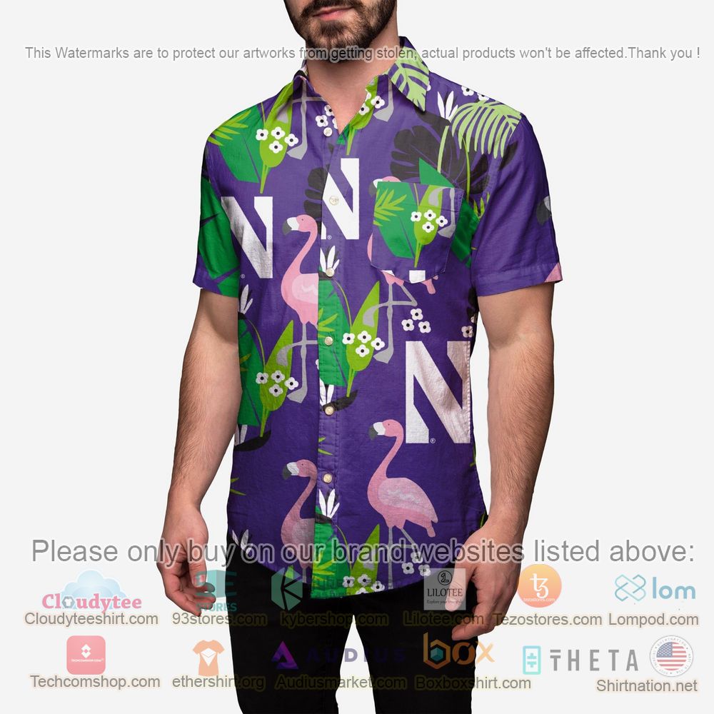 HOT Northwestern Wildcats Floral Button-Up Hawaii Shirt 2