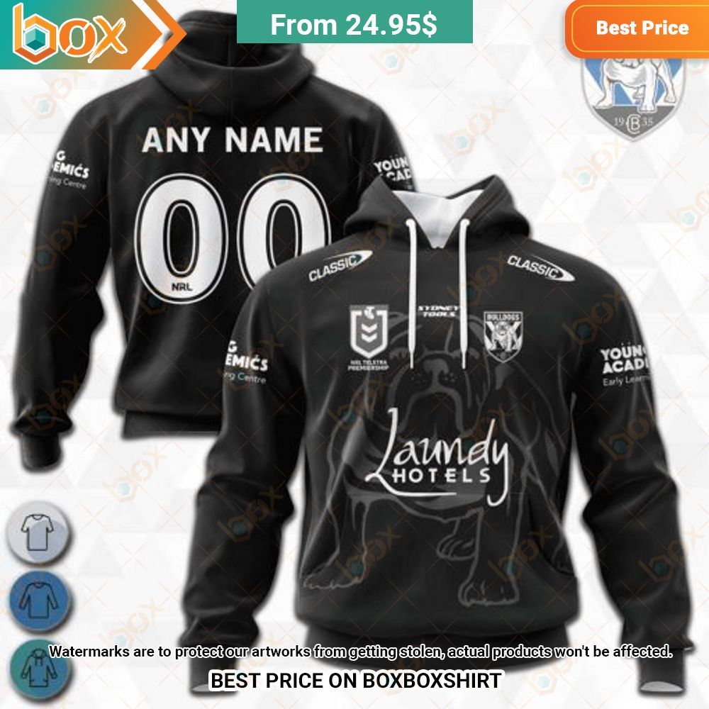 NRL Canterbury-Bankstown Bulldogs Laundy Hotels Special Monochrome Design Shirt Hoodie 22