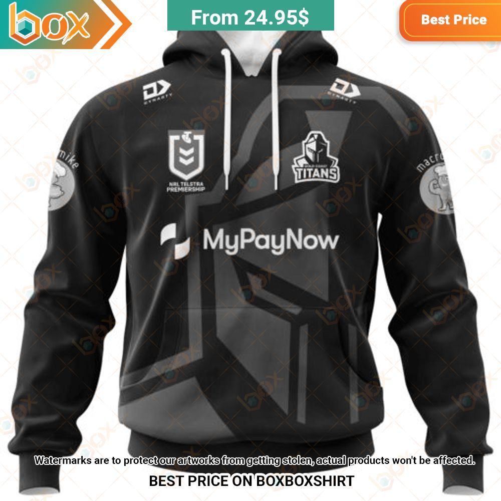 NRL Gold Coast Titans MyPayNow Special Monochrome Design Shirt Hoodie 1