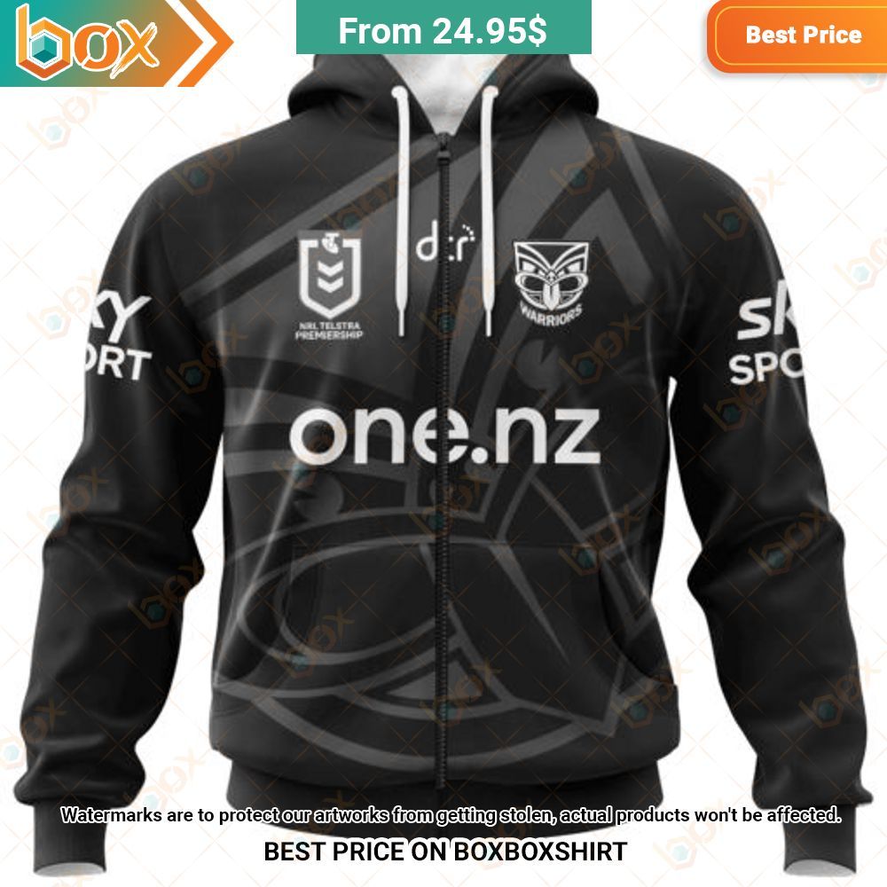 NRL New Zealand Warriors one.nz Special Monochrome Design Shirt Hoodie 13