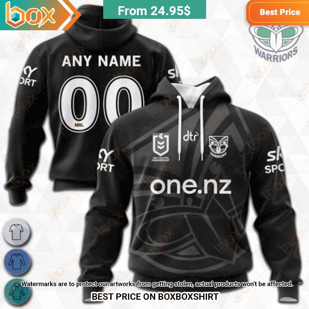NRL New Zealand Warriors one.nz Special Monochrome Design Shirt Hoodie 2