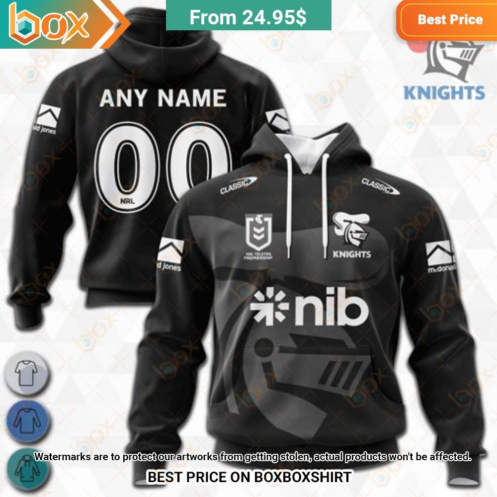 NRL Newcastle Knights nib Special Monochrome Design Shirt Hoodie 22