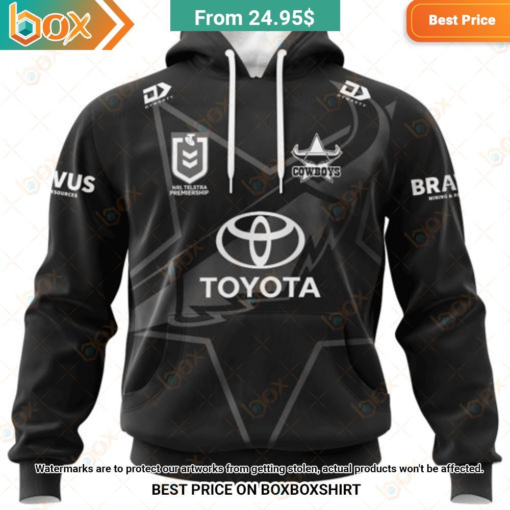 NRL North Queensland Cowboys Toyota Special Monochrome Design Shirt Hoodie 15