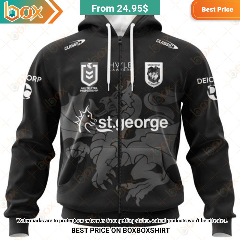 NRL St. George Illawarra Dragons Special Monochrome Design Shirt Hoodie 8