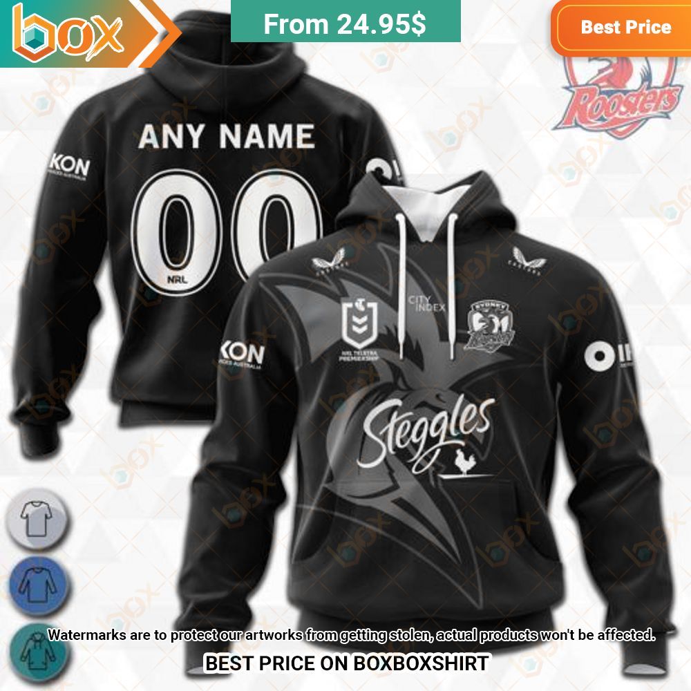 NRL Sydney Roosters Steggles Special Monochrome Design Shirt Hoodie 22