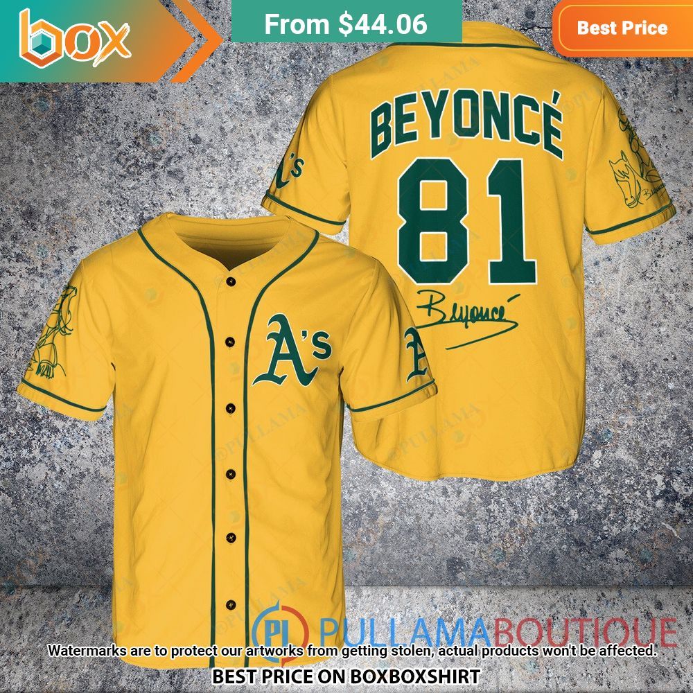 Oakland Athletics Beyonce Gold Baseball Jersey 7