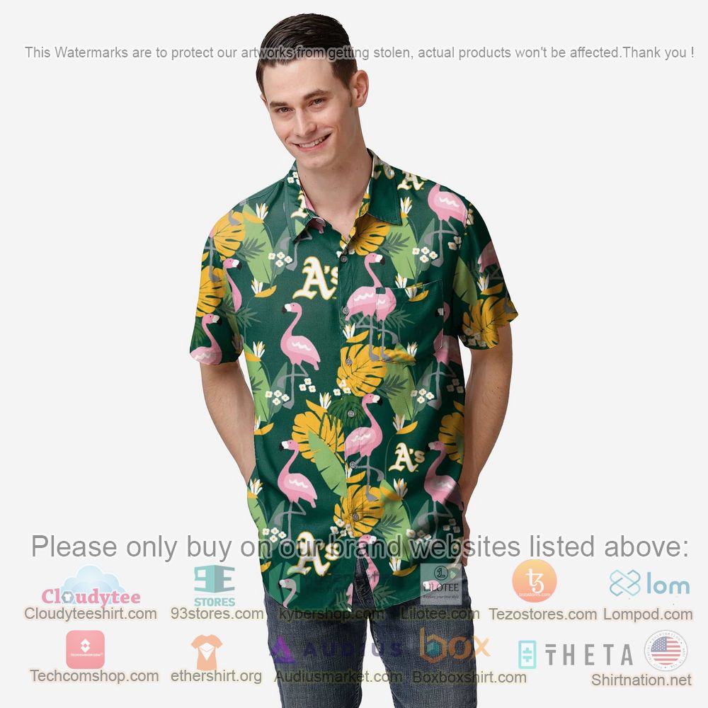 HOT Oakland Athletics Floral Button-Up Hawaii Shirt 1