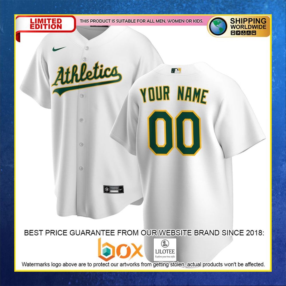 HOT OaklAthletics Team ike Custom Name Number White Baseball Jersey Shirt 4