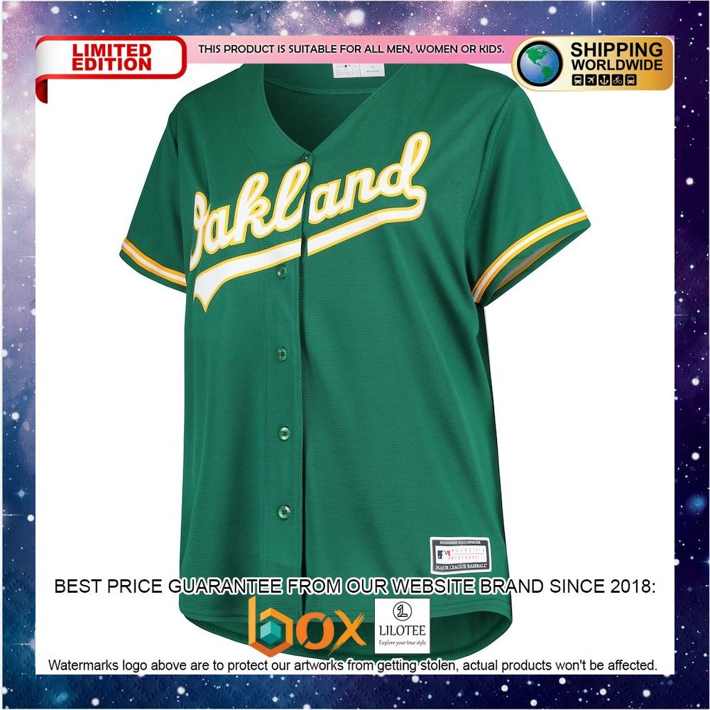 NEW Oakland Athletics Women's Plus Size Alternate Replica Team Green Baseball Jersey 2