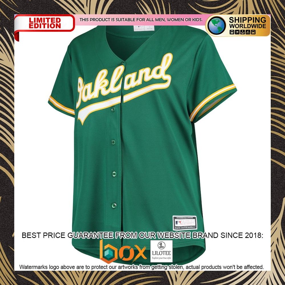 NEW Oakland Athletics Women's Plus Size Alternate Replica Team Green Baseball Jersey 5
