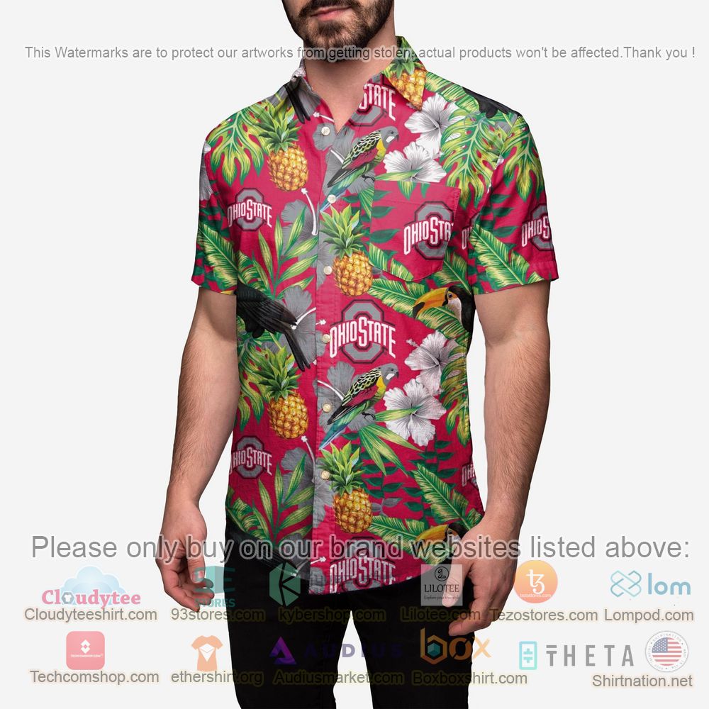 HOT Ohio State Buckeyes Floral Button-Up Hawaii Shirt 1